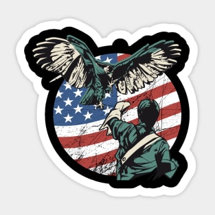 Falconry USA American Flag Sticker